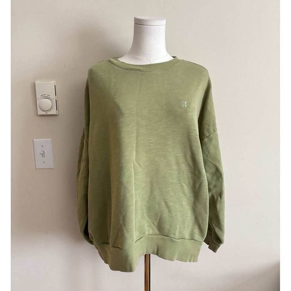 Sweaty Betty Womens Large Cotton Crewneck Sweatshirt Green Athleisure Casual
